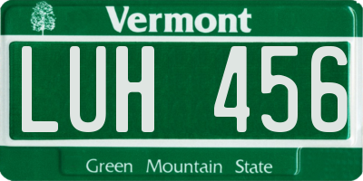 VT license plate LUH456