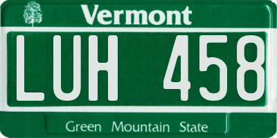 VT license plate LUH458