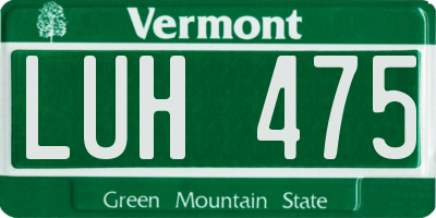 VT license plate LUH475