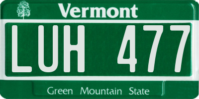 VT license plate LUH477