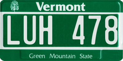 VT license plate LUH478