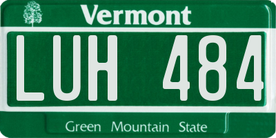 VT license plate LUH484