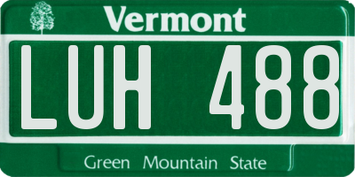 VT license plate LUH488