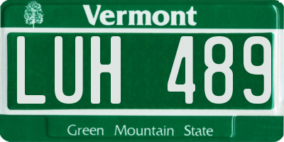 VT license plate LUH489