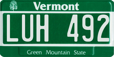 VT license plate LUH492