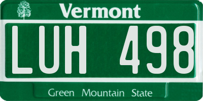 VT license plate LUH498