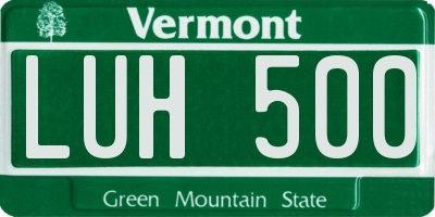 VT license plate LUH500