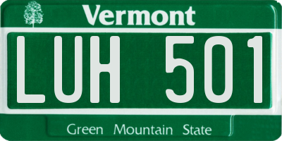 VT license plate LUH501