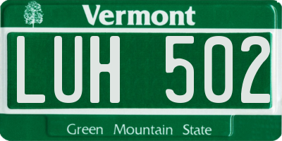VT license plate LUH502