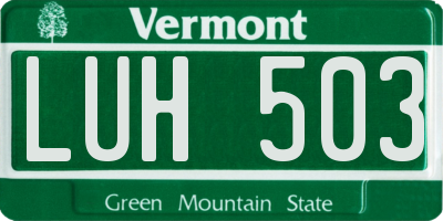 VT license plate LUH503