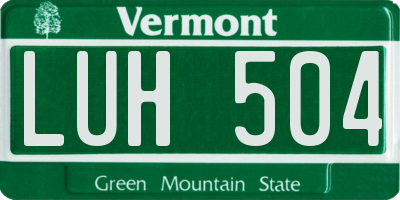VT license plate LUH504