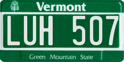 VT license plate LUH507