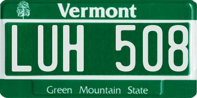 VT license plate LUH508