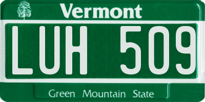 VT license plate LUH509
