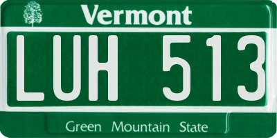 VT license plate LUH513
