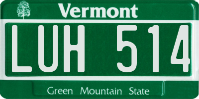 VT license plate LUH514