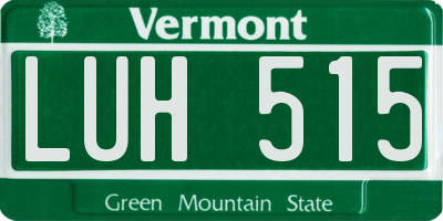 VT license plate LUH515