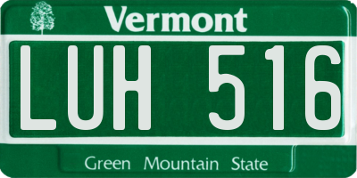 VT license plate LUH516