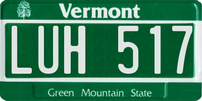 VT license plate LUH517
