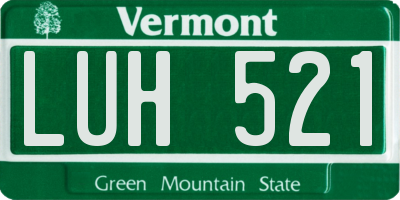 VT license plate LUH521