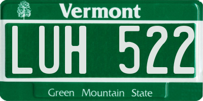 VT license plate LUH522