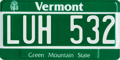 VT license plate LUH532