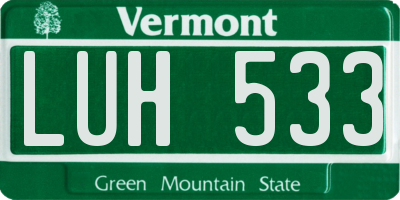 VT license plate LUH533