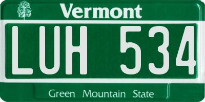 VT license plate LUH534