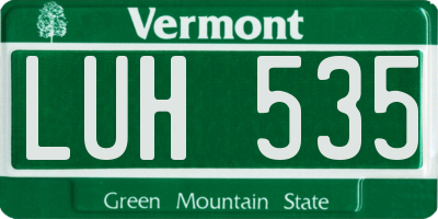VT license plate LUH535