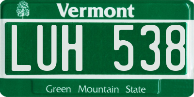 VT license plate LUH538