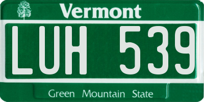 VT license plate LUH539