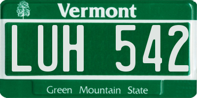 VT license plate LUH542