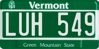 VT license plate LUH549