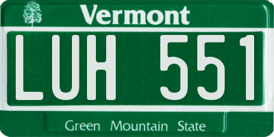 VT license plate LUH551