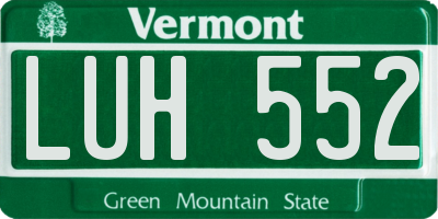 VT license plate LUH552