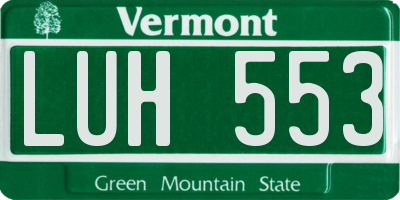 VT license plate LUH553