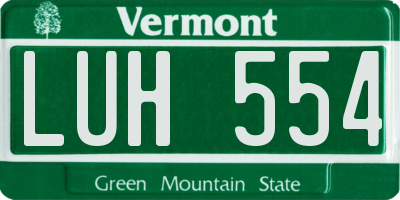 VT license plate LUH554