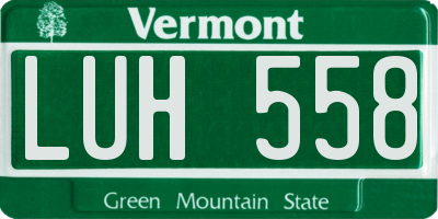 VT license plate LUH558