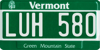 VT license plate LUH580
