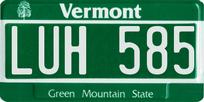 VT license plate LUH585