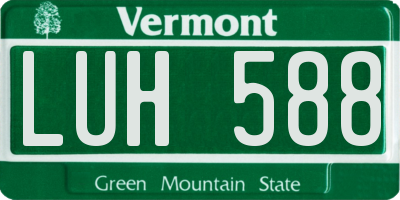 VT license plate LUH588