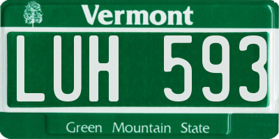 VT license plate LUH593