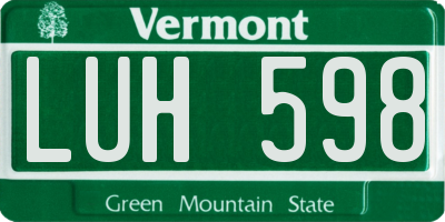 VT license plate LUH598