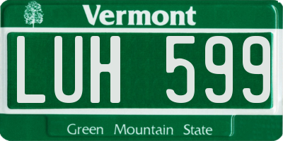 VT license plate LUH599