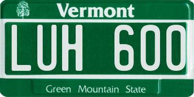 VT license plate LUH600