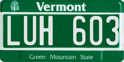 VT license plate LUH603