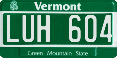 VT license plate LUH604