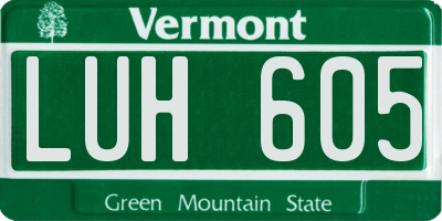 VT license plate LUH605