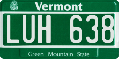 VT license plate LUH638
