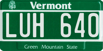 VT license plate LUH640